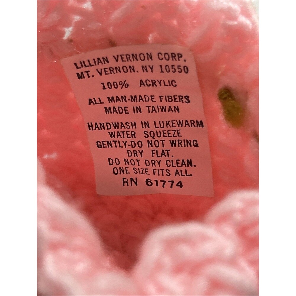 New Vintage Lillian Vernon Crochet Slippers OS Pink 9” Long Granny Core Cottage - Picture 3 of 9